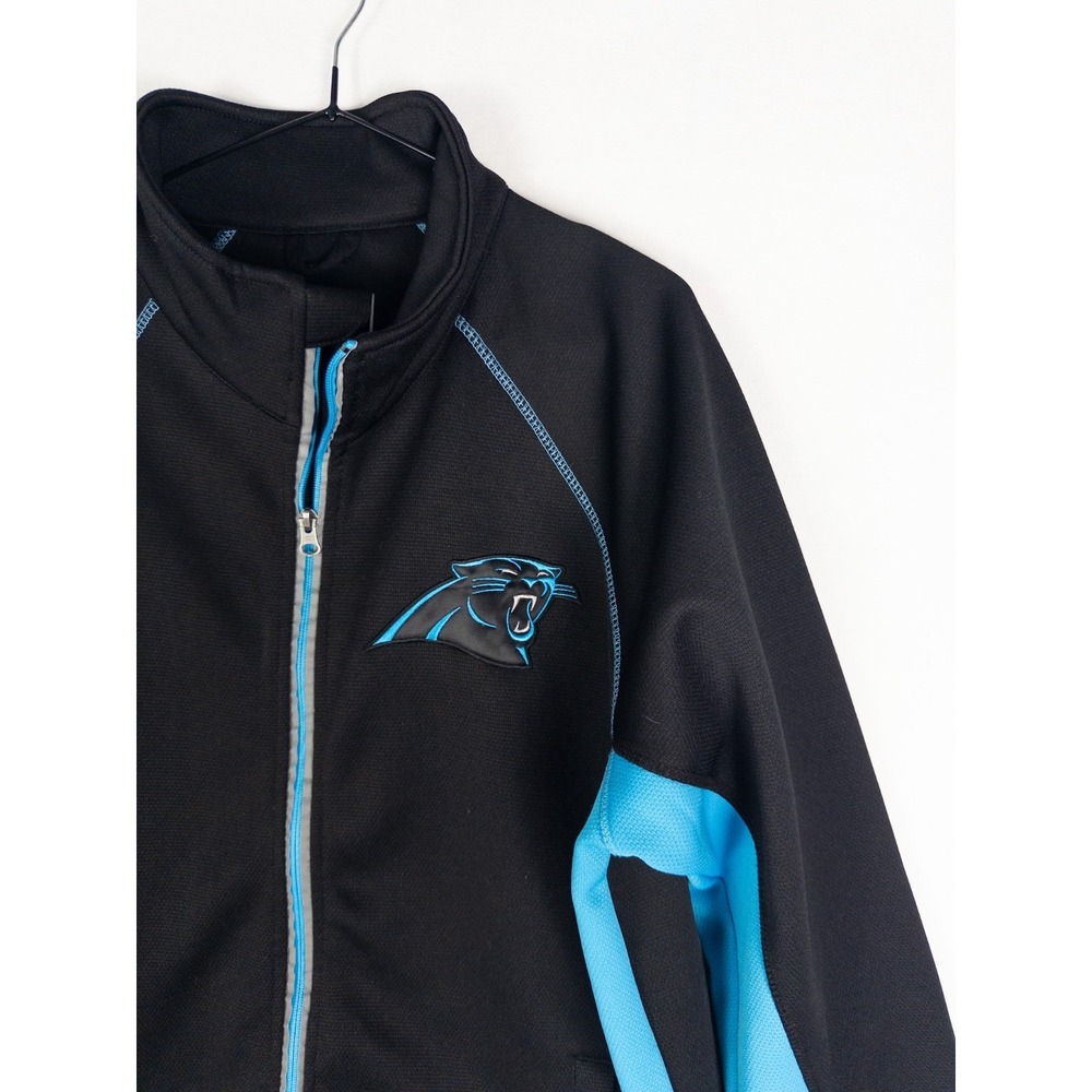 VTG NFL Carolina Panthers Jacket Mens Full Zip M‎ Black Blue Logo Outdoor - Picture 2 of 7